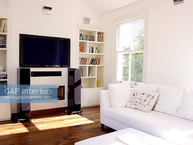 Modern living room with entertainment system
