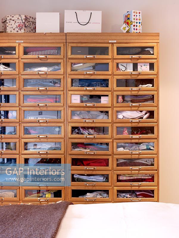 Drawers for clothes in bedroom