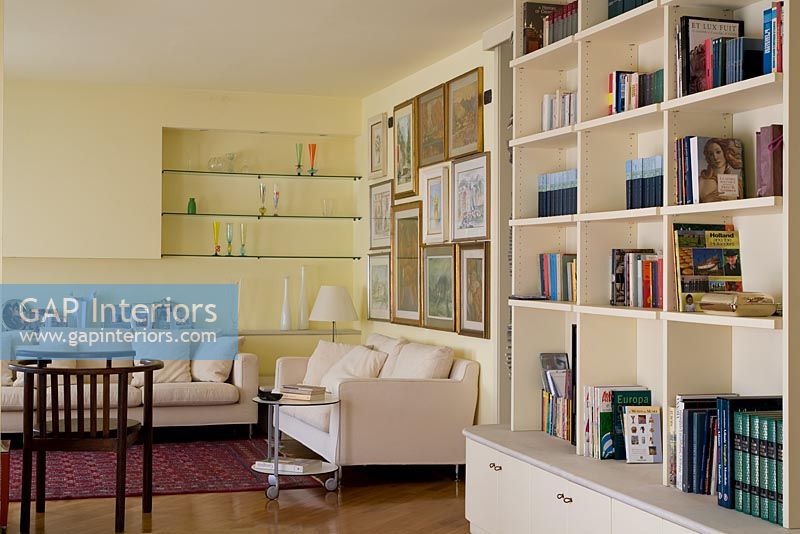 Living room with bookshelves