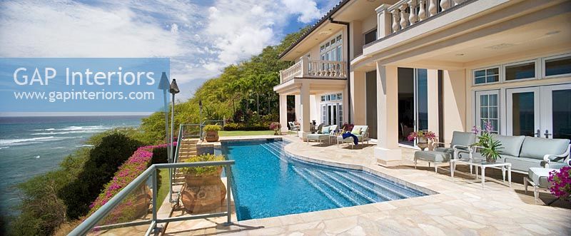 Large Swimming Pool and Deck in Coastal Mansion