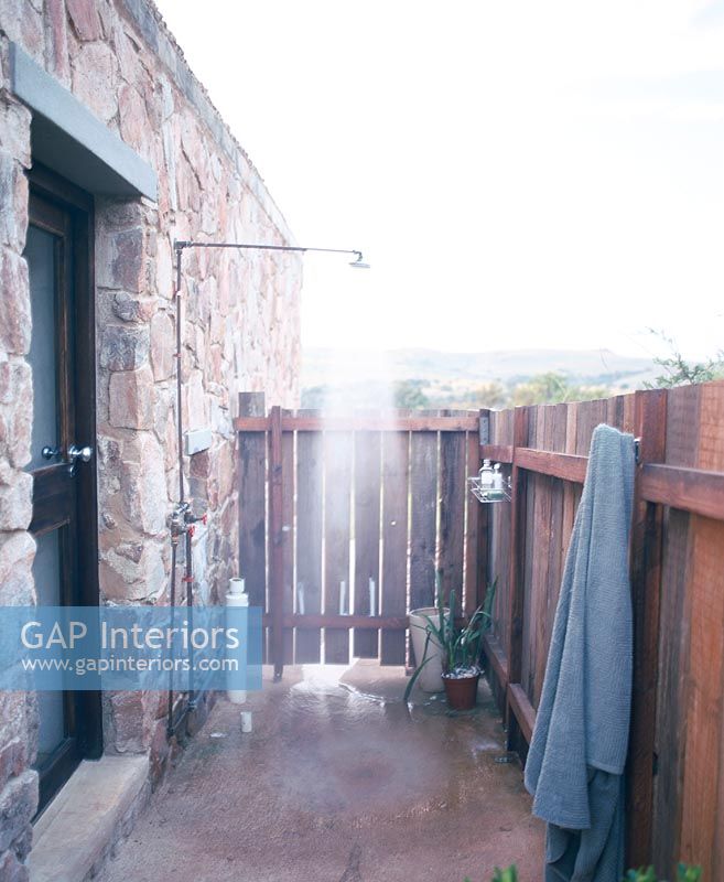 Back patio outdoor shower