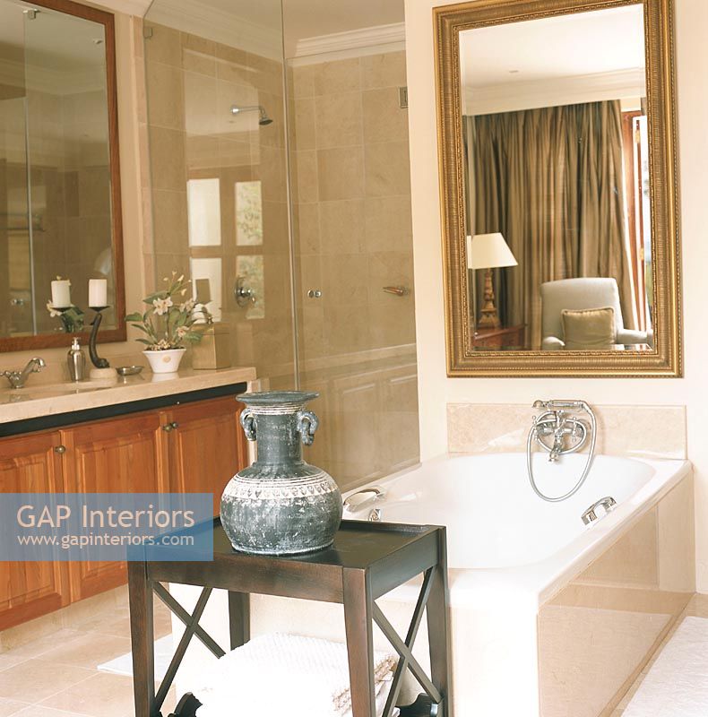 Classic bathroom with antique pottery