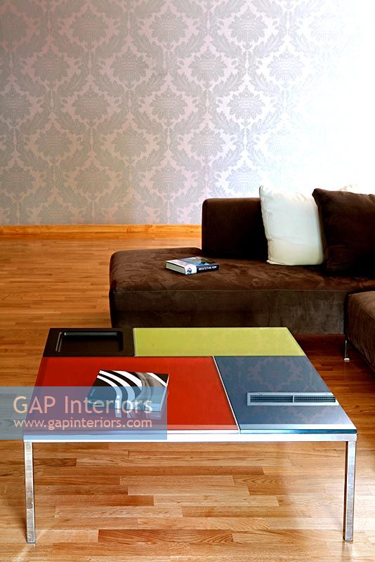 Colourful coffee table in living room 