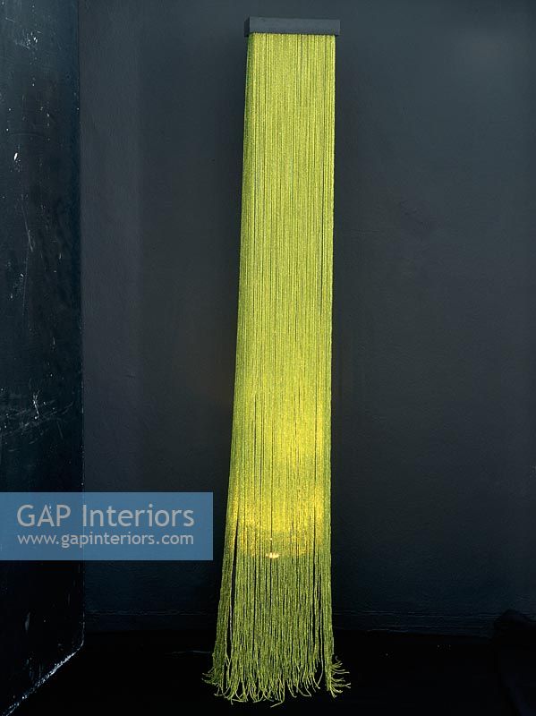 detail of contemporary yellow lamp-shade