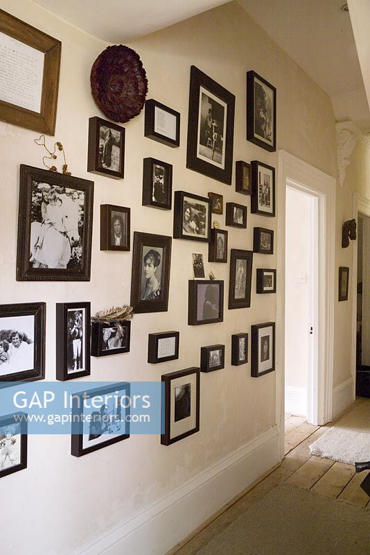 Old photographs in hallway