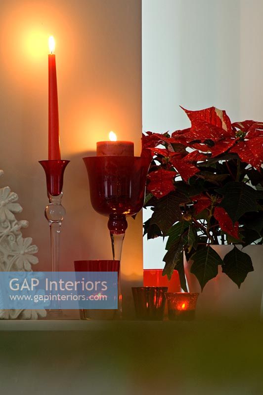 poinsettia and candles detail