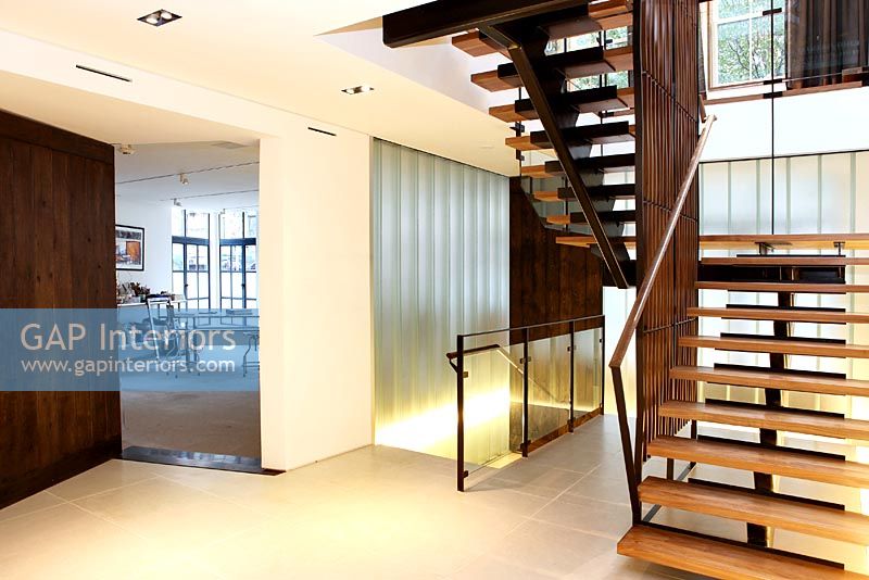 Modern industrial hallway and staircase 