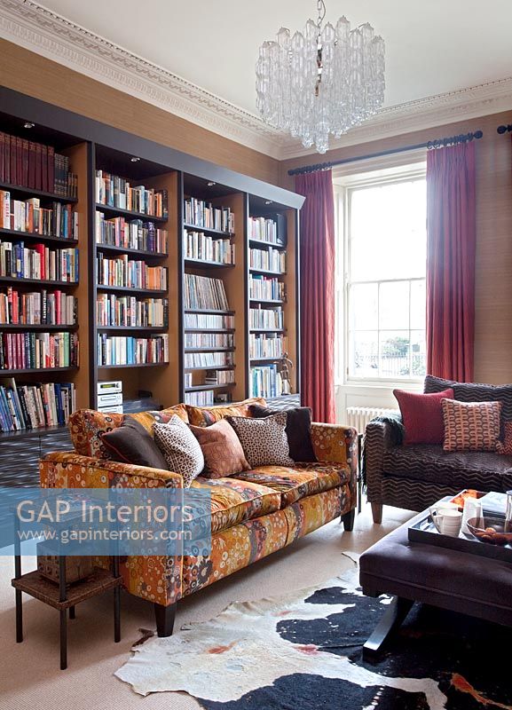 Large bookcases in classic living room 