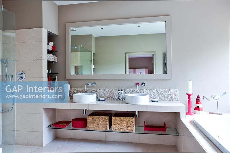 Large bathroom with twin sinks