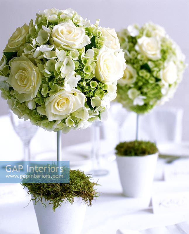 Flower arrangements on dining table
