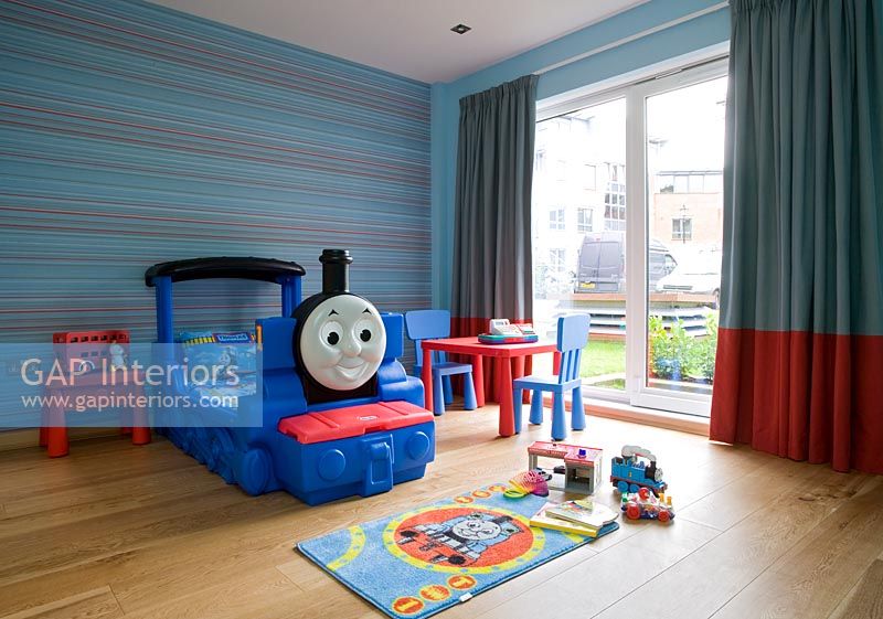 Childrens room with novelty bed 