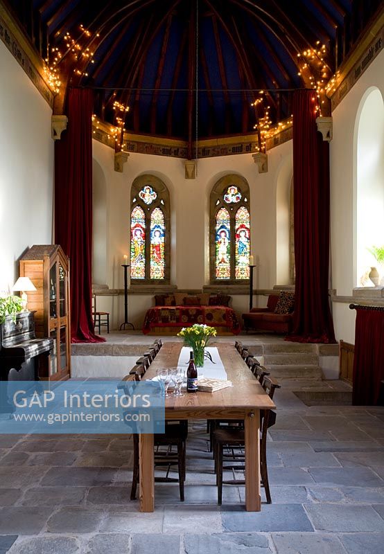Classic dining room of converted church