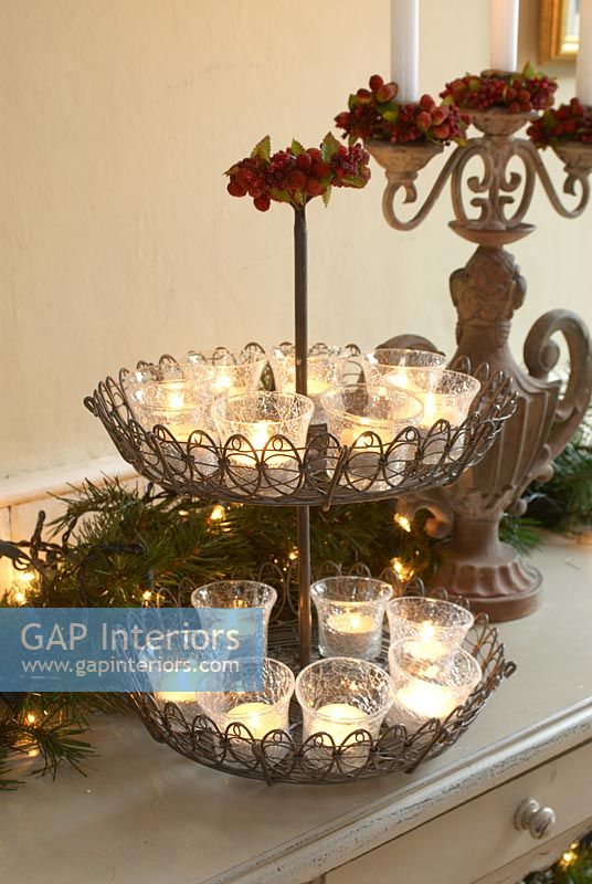 Collection of candles in glass holders