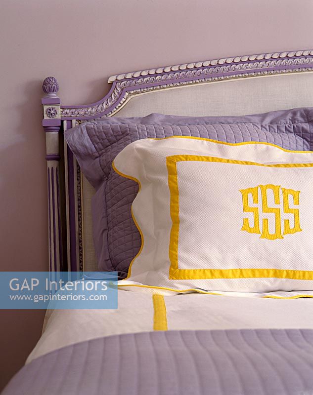 Lilac and yellow bedding