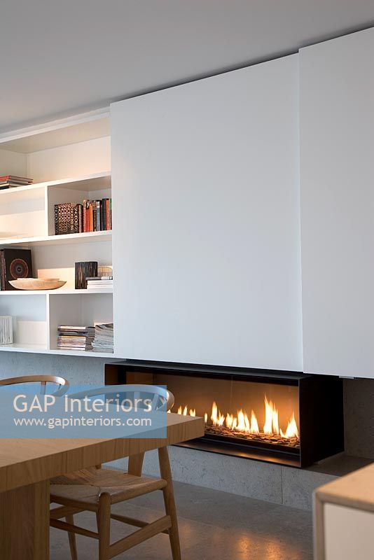 Fireplace in contemporary living room  