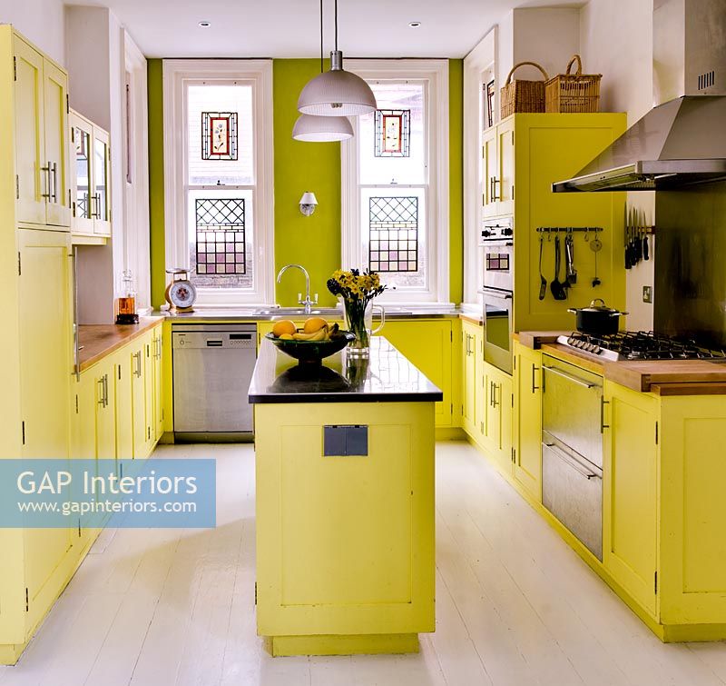 Modern lime green kitchen 