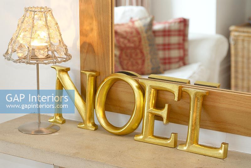 Decorative gold lettering for Christmas 