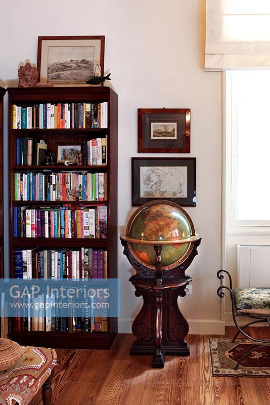 Bookcase and globe