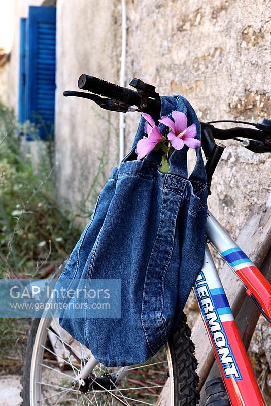 Bicycle with denim bag