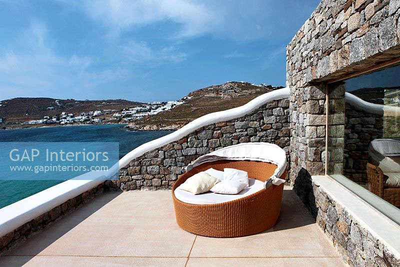 Patio with views of the Aegean sea