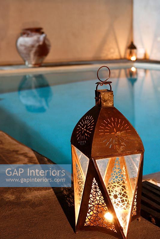 Luxury swimming pool with lanterns