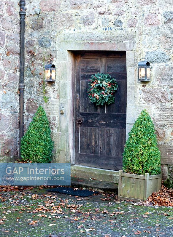 Door with Christmas wreath
