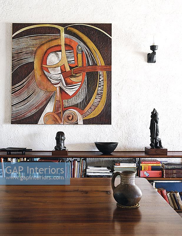 Dining room with tribal art