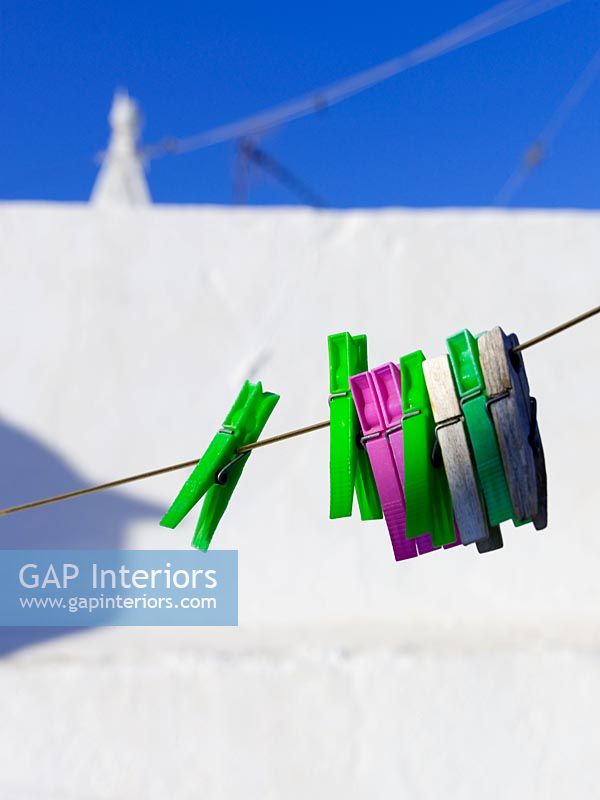 Pegs on washing line