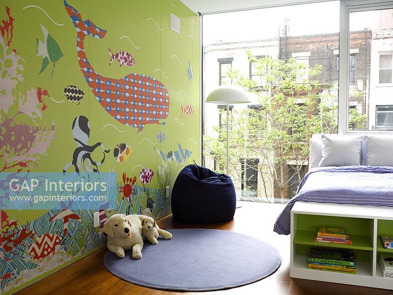 Modern child's bedroom with feature wall