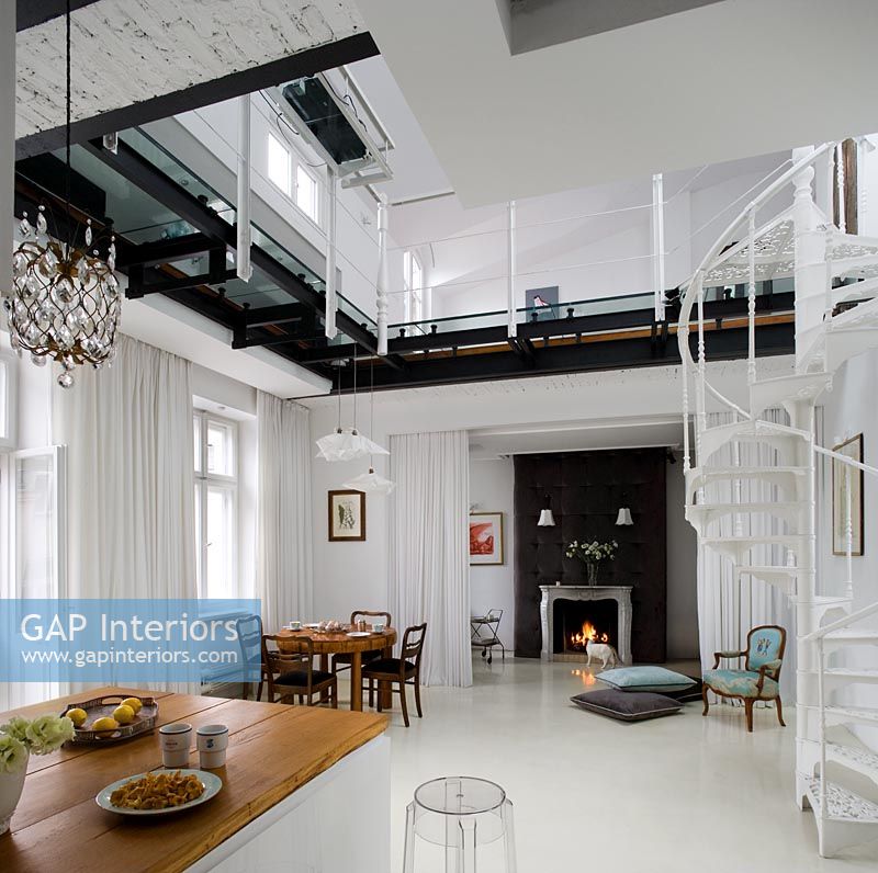 Modern open plan apartment with mezzanine level