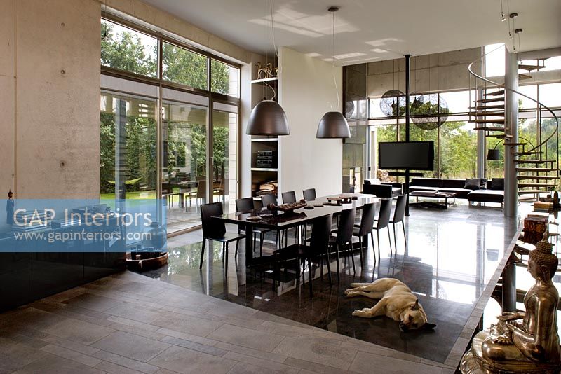 Contemporary open plan dining and living space