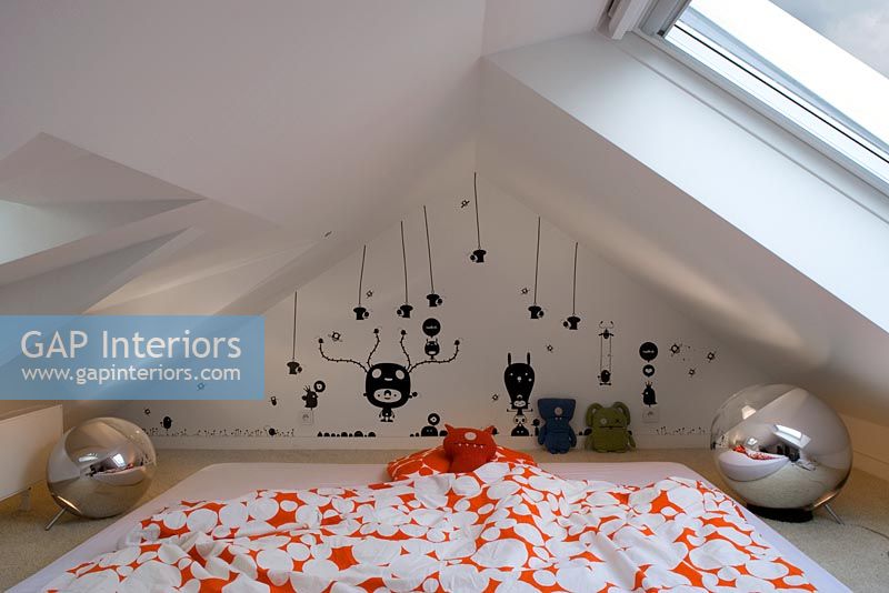 Child's bedroom in eaves of house