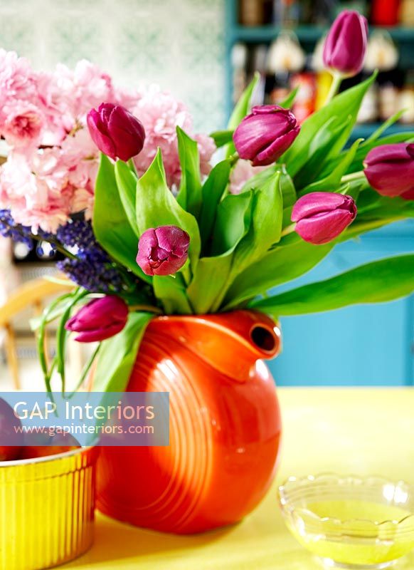 Pink Tulips in vintage jug