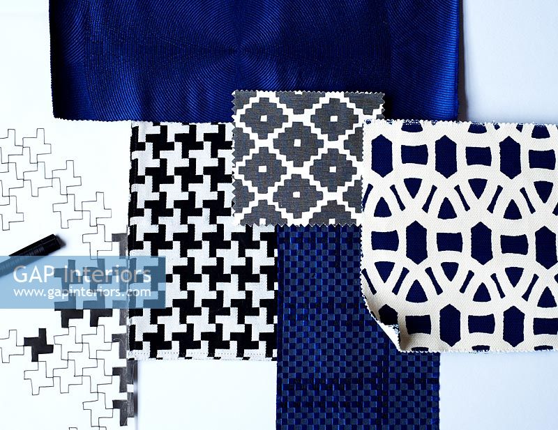 Geometric patterned fabric swatches