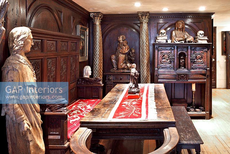 Carved wooden dining room