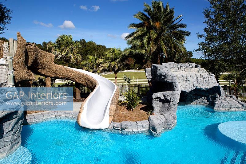 Luxury swimming pool with slide