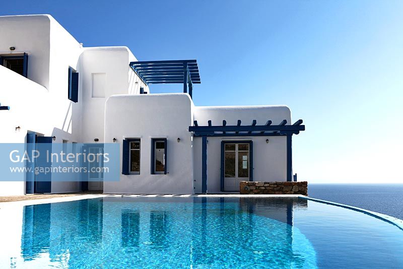 Traditional greek house and swimming pool
