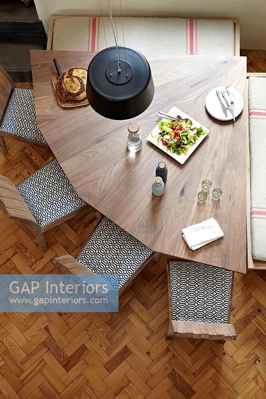 Modern dining table from above
