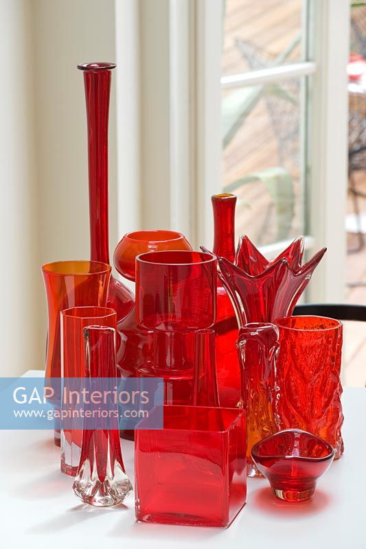 Collection of red glassware