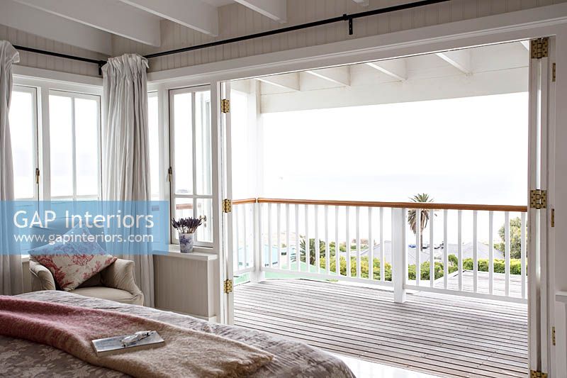 Wooden balcony with sea view