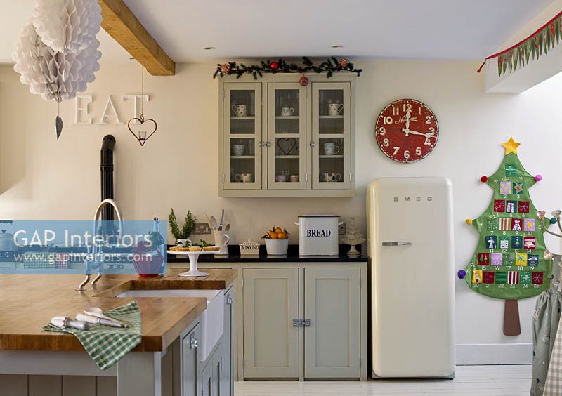 Country kitchen with christmas decorations