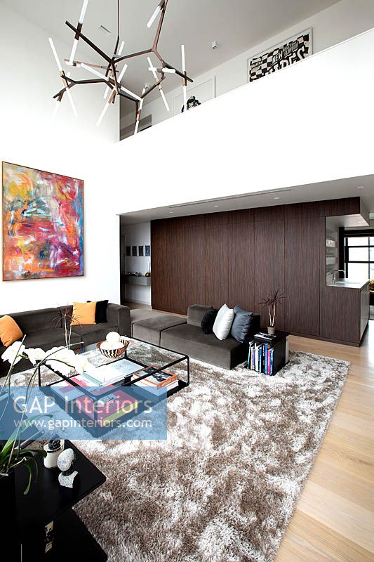 Modern living room with mezzanine