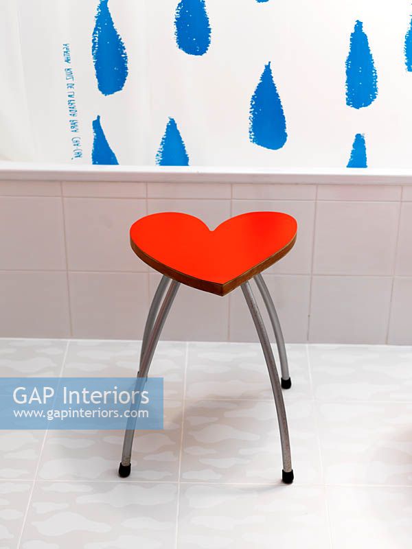 Heart shaped stool in bathroom