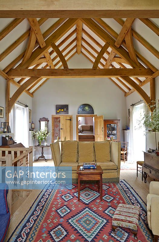 Country living room with exposed beams
