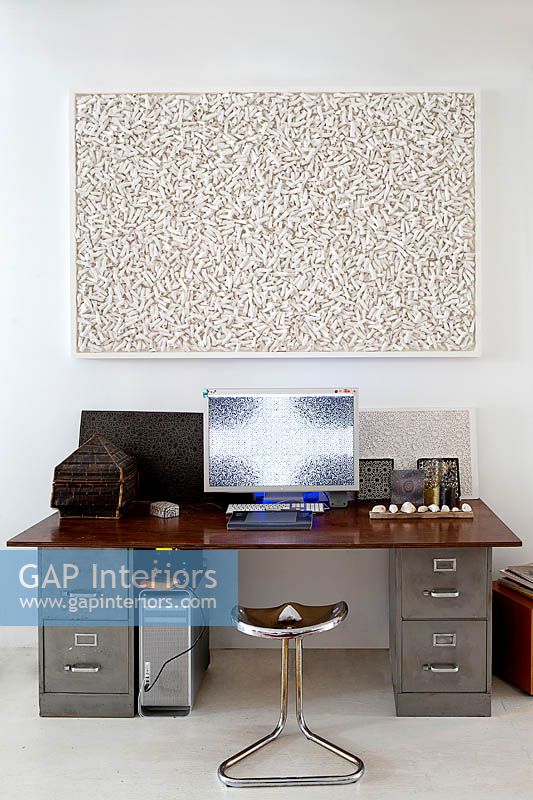 Metal office furniture -  abstract painting by Yasmina Alaoui
