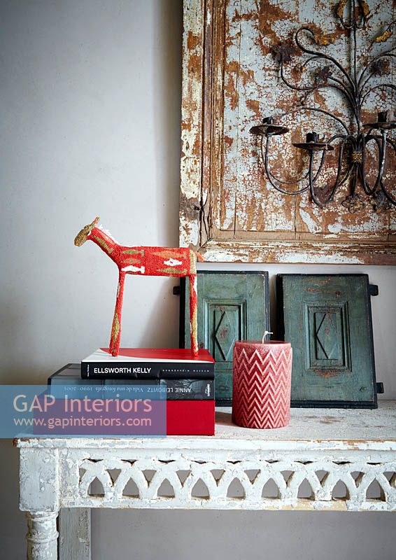 Colourful accessories on console table