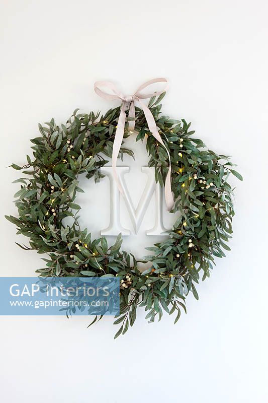 Mistletoe wreath with ribbon