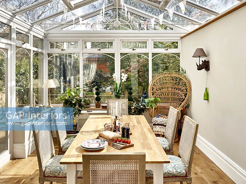 Dining table in conservatory
