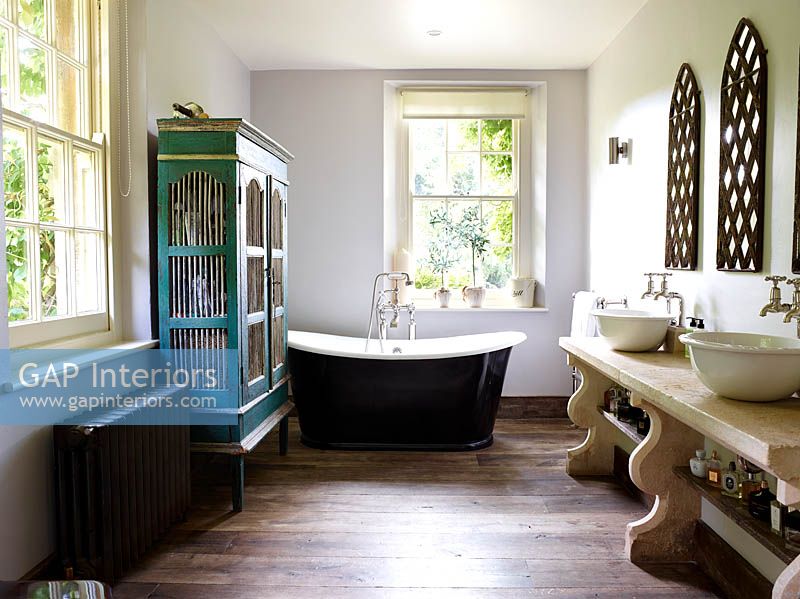 Bathroom with wooden flooring