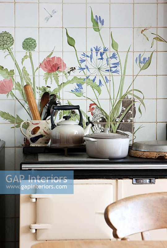 Range cooker with floral splashback by Holly Lasseter